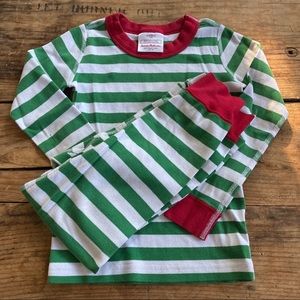 Hanna Andersson 110 Green Striped Christmas Pajama